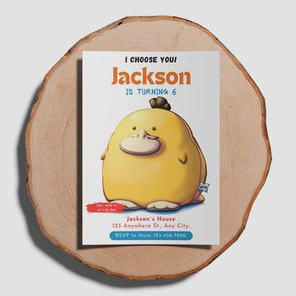 Psyduck Birthday Party Invitation Template | Pokemon Invite - CreativeRino