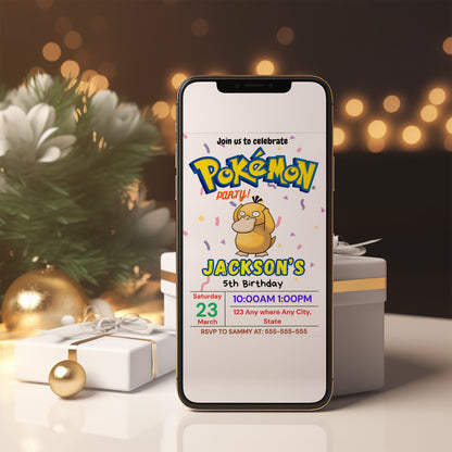 Psyduck Birthday Invitation Template | Pokemon Invite - CreativeRino