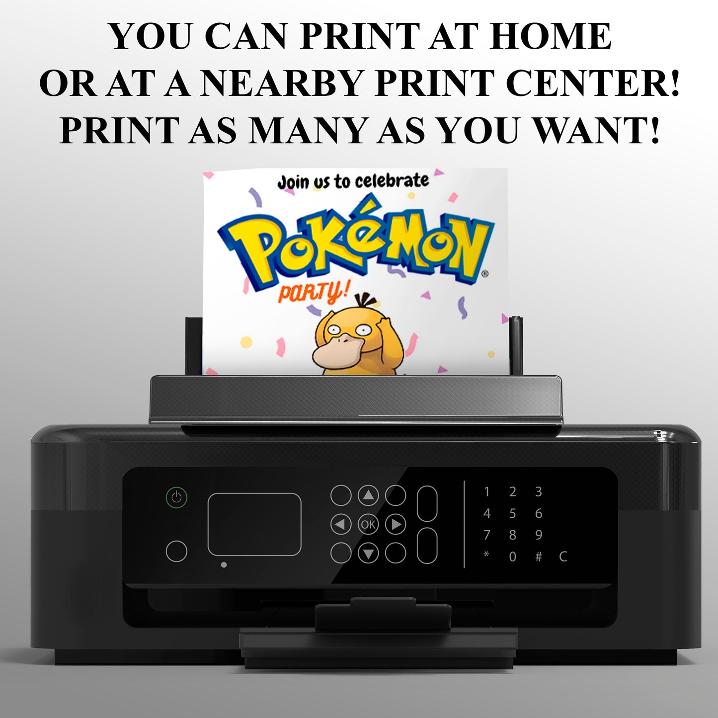 Psyduck Birthday Invitation Template | Pokemon Invite - CreativeRino