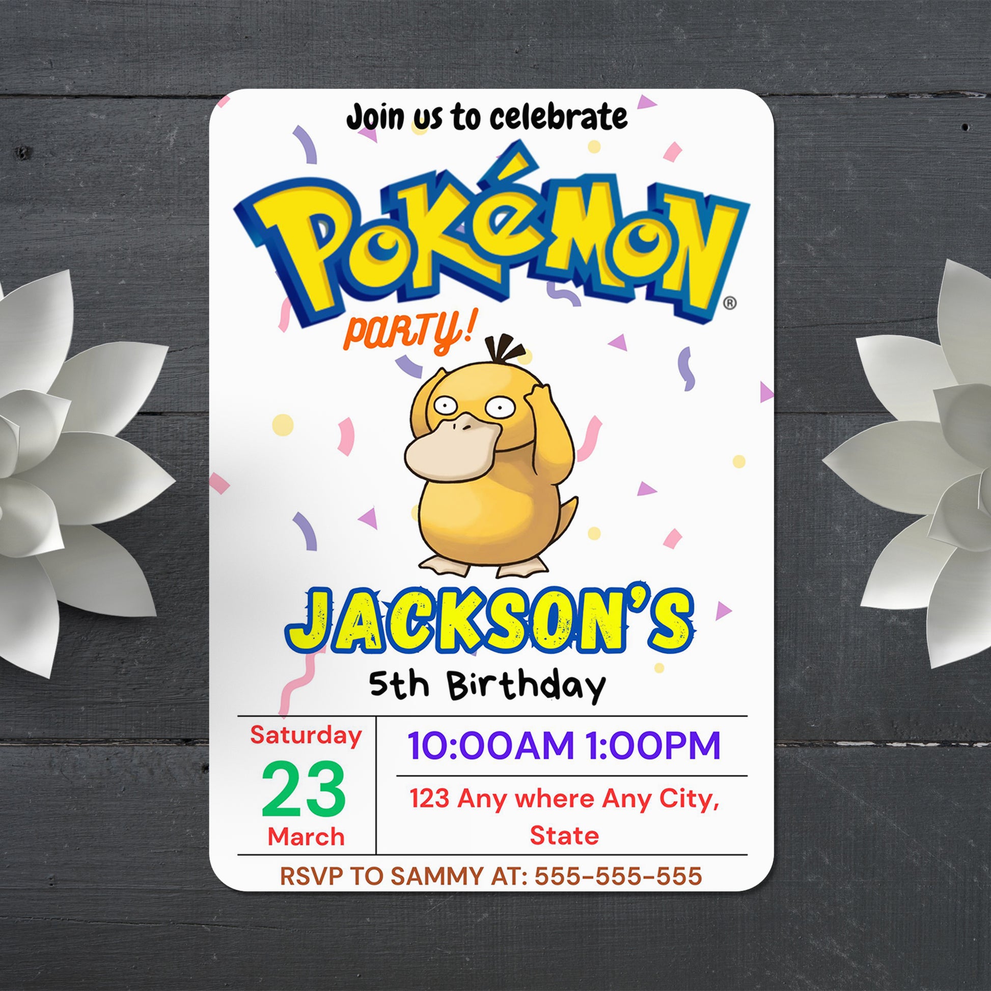 Psyduck Birthday Invitation Template | Pokemon Invite - CreativeRino