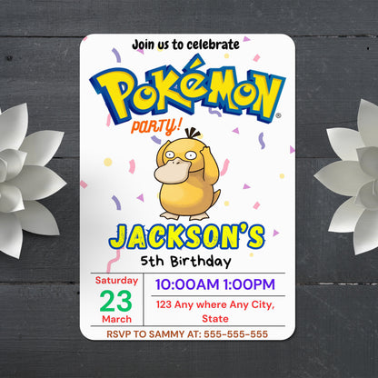 Psyduck Birthday Invitation Template | Pokemon Invite - CreativeRino