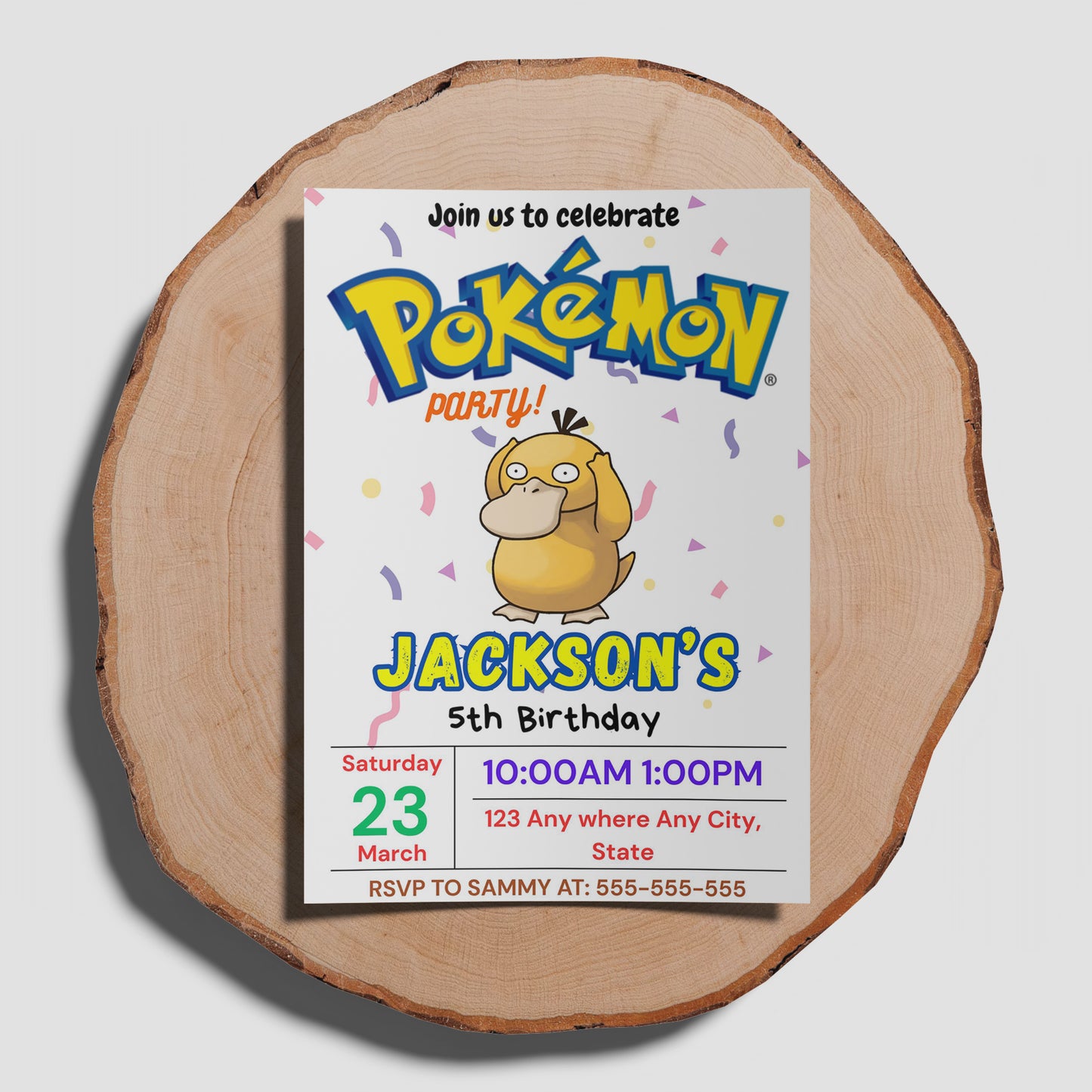 Psyduck Birthday Invitation Template | Pokemon Invite - CreativeRino