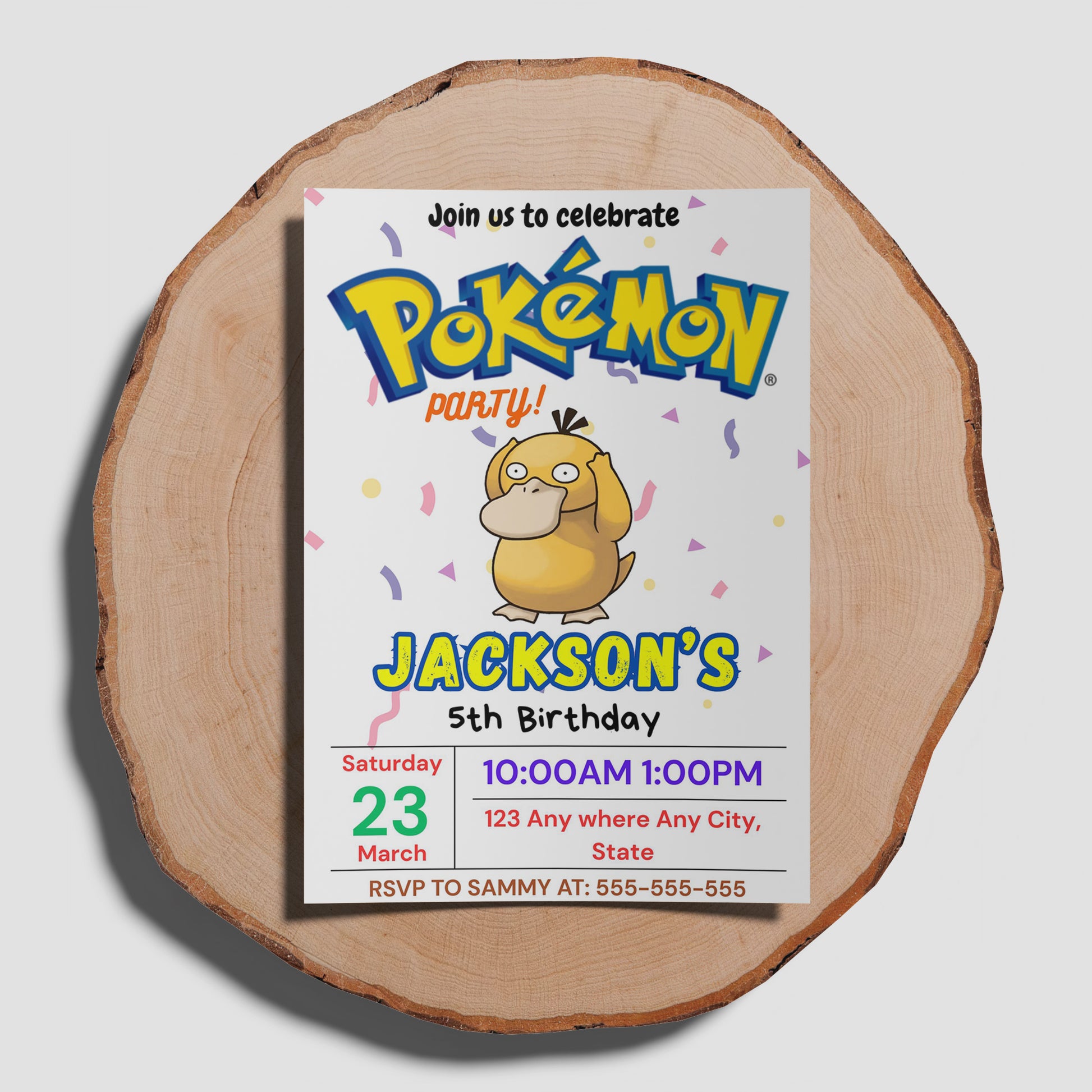 Psyduck Birthday Invitation Template | Pokemon Invite - CreativeRino