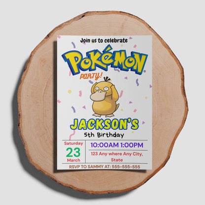 Psyduck Birthday Invitation Template | Pokemon Invite - CreativeRino