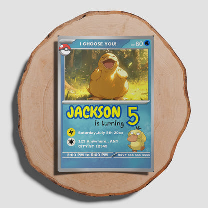 Psyduck Invitation Template | Pokemon Card Birthday Invite - CreativeRino