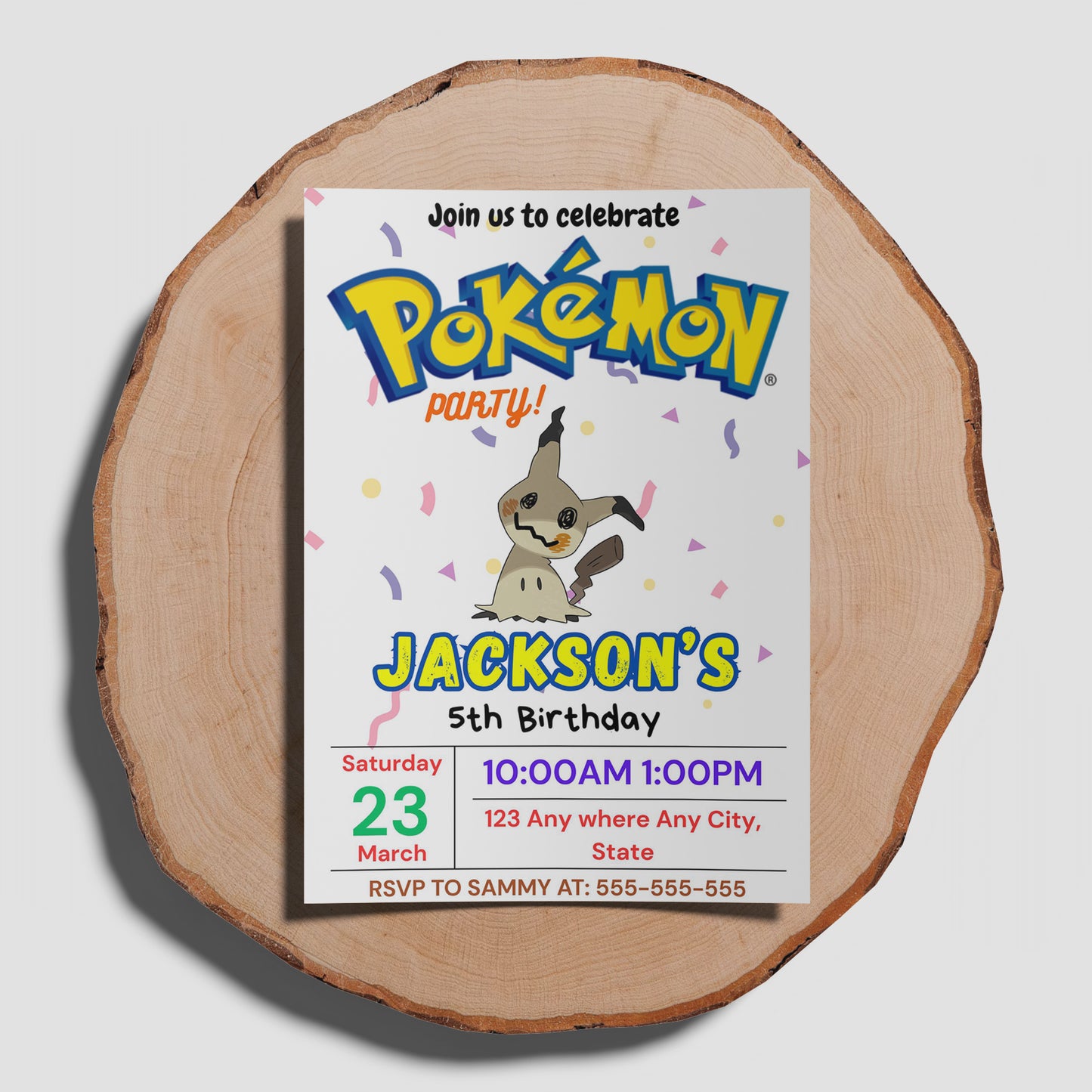 Mimikyu Birthday Invitation Template | Pokemon Invite - CreativeRino