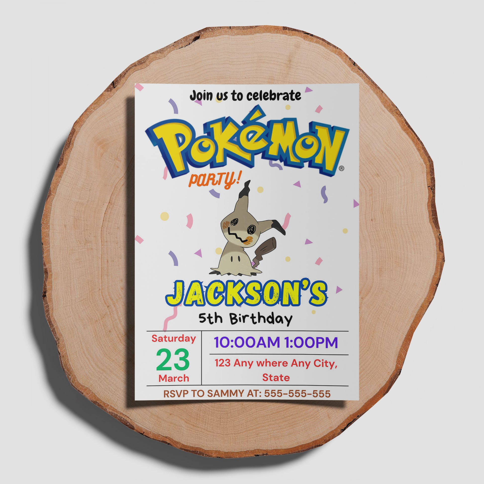 Mimikyu Birthday Invitation Template | Pokemon Invite - CreativeRino