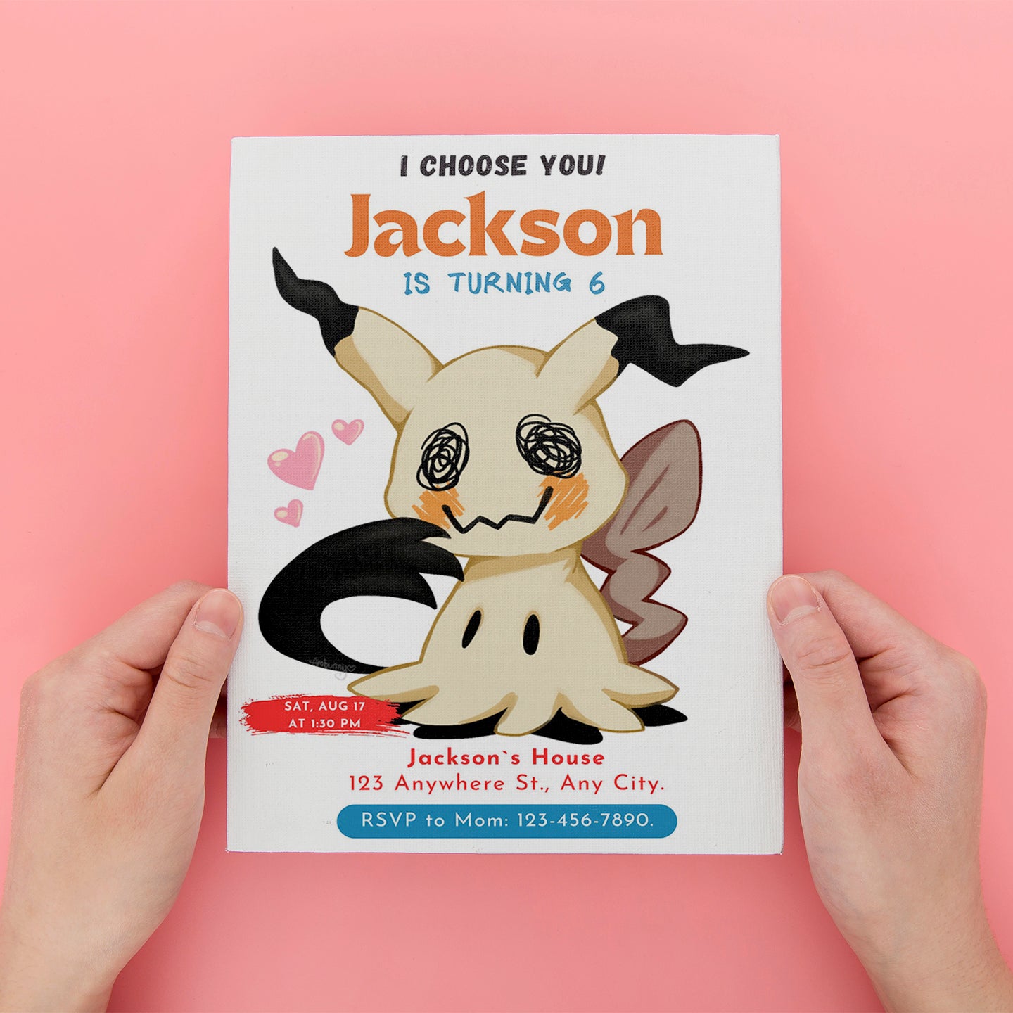 Mimikyu Birthday Party Invitation Template | Pokemon Invite - CreativeRino