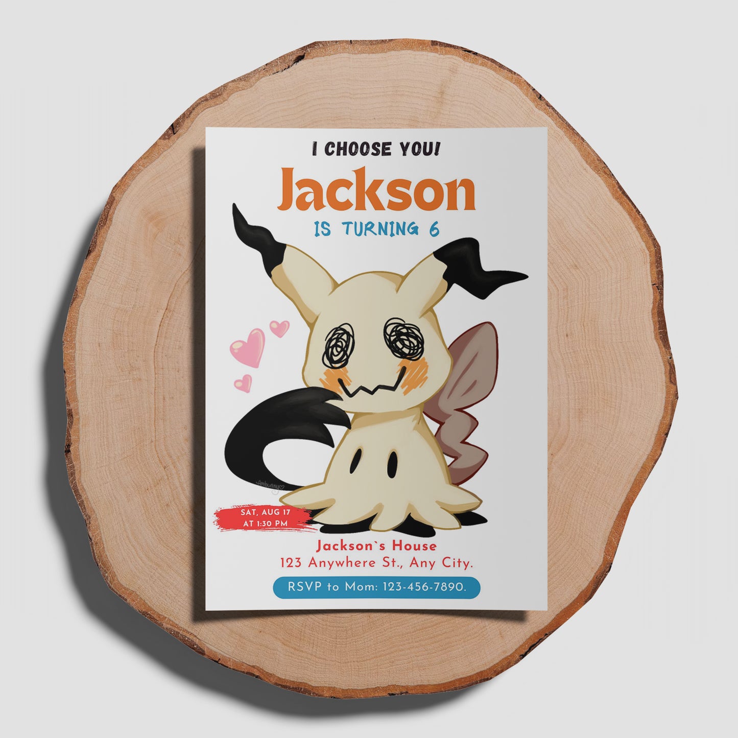 Mimikyu Birthday Party Invitation Template | Pokemon Invite - CreativeRino