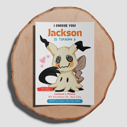 Mimikyu Birthday Party Invitation Template | Pokemon Invite - CreativeRino