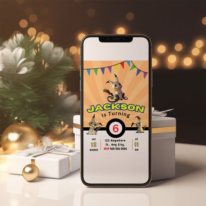 Mimikyu Pokemon Birthday Party Invitation Template - CreativeRino