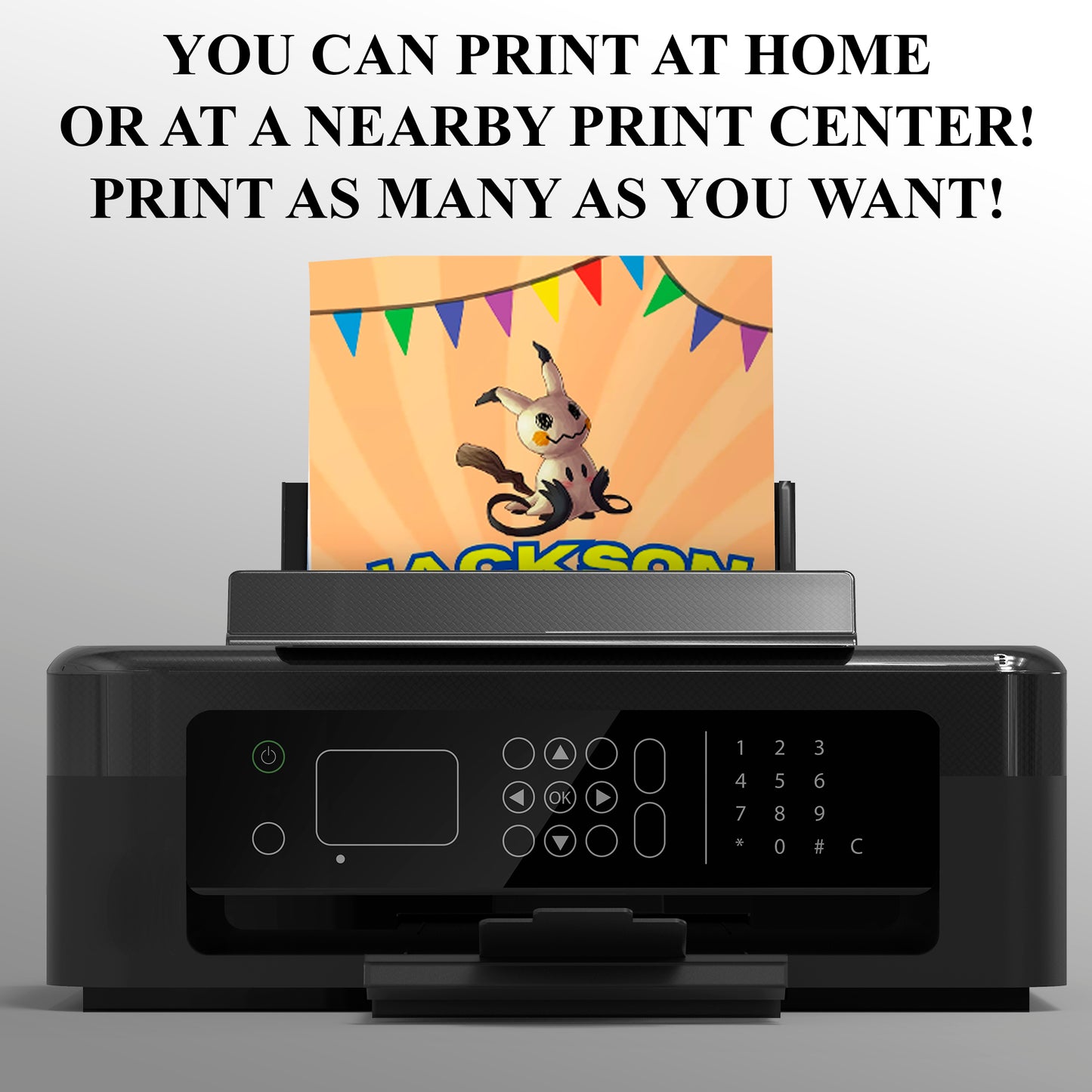 Mimikyu Pokemon Birthday Party Invitation Template - CreativeRino