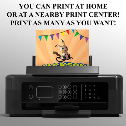 Mimikyu Pokemon Birthday Party Invitation Template - CreativeRino