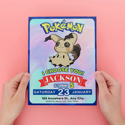 Mimikyu Invitation Template | Pokemon Birthday Invite - CreativeRino