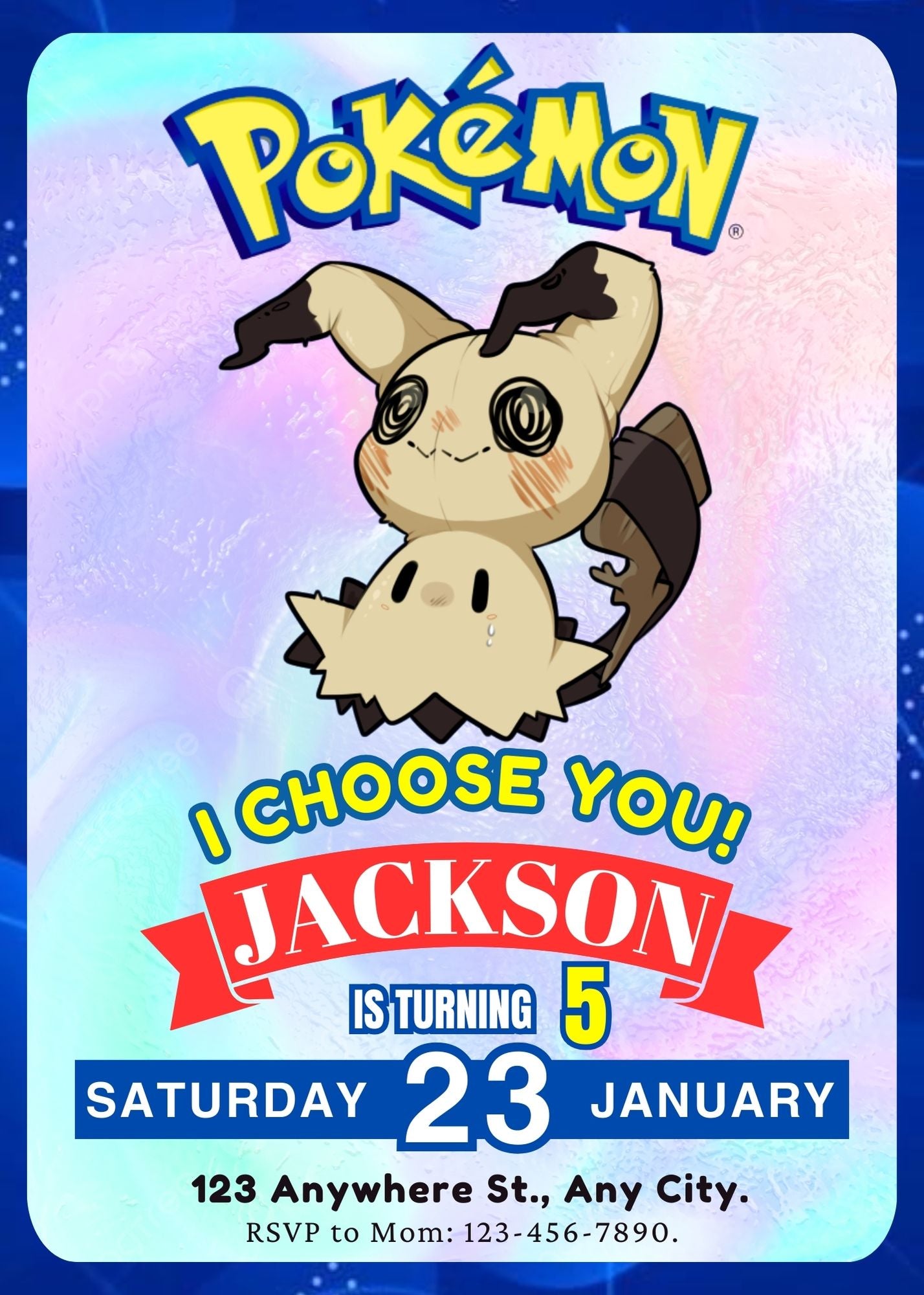 Mimikyu Invitation Template | Pokemon Birthday Invite - CreativeRino
