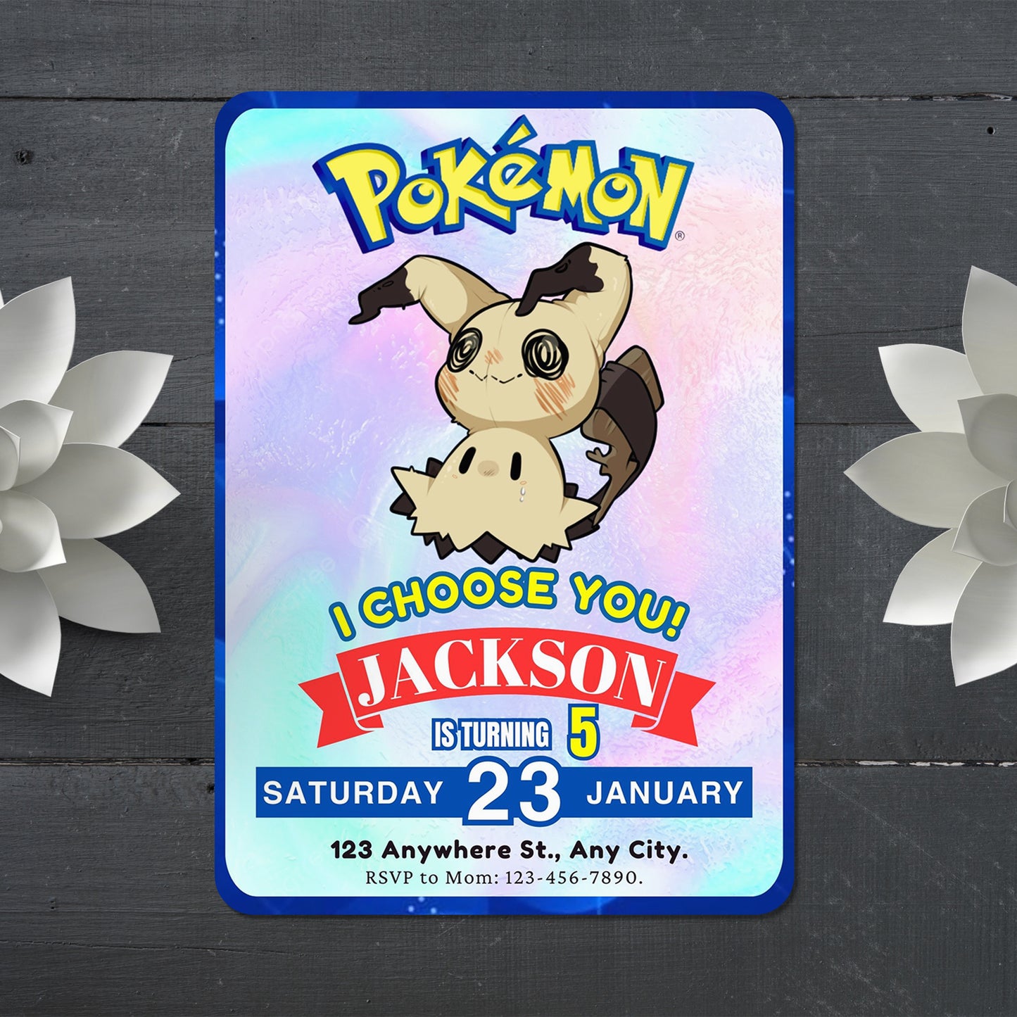 Mimikyu Invitation Template | Pokemon Birthday Invite - CreativeRino