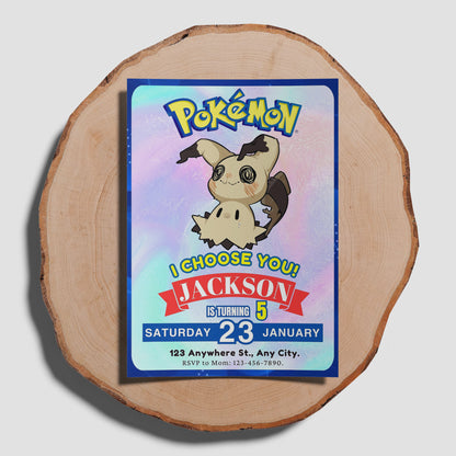 Mimikyu Invitation Template | Pokemon Birthday Invite - CreativeRino