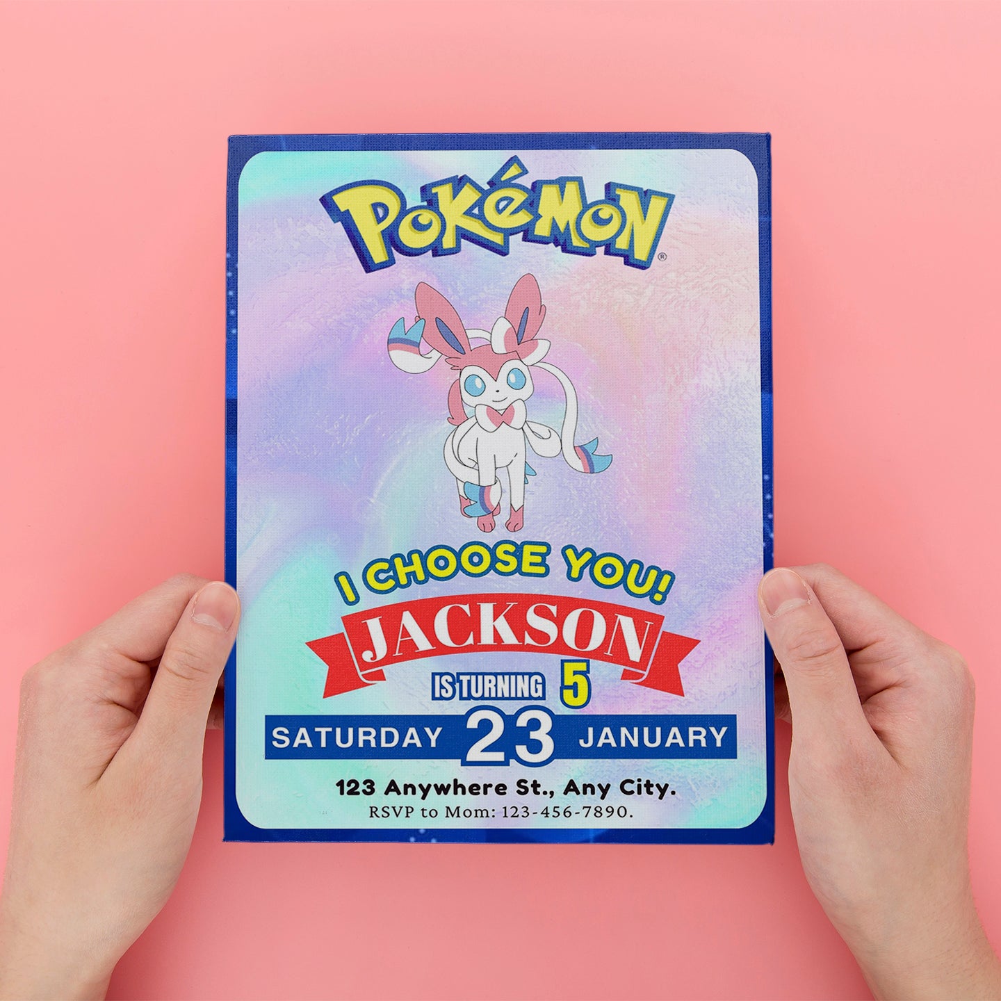Sylveon Invitation Template | Pokemon Birthday Invite - CreativeRino