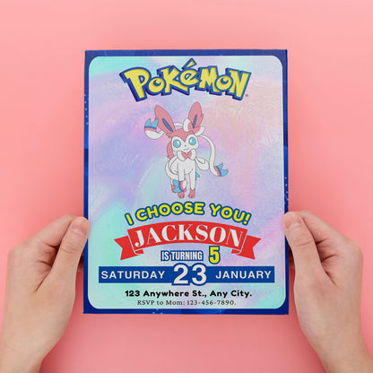 Sylveon Invitation Template | Pokemon Birthday Invite - CreativeRino