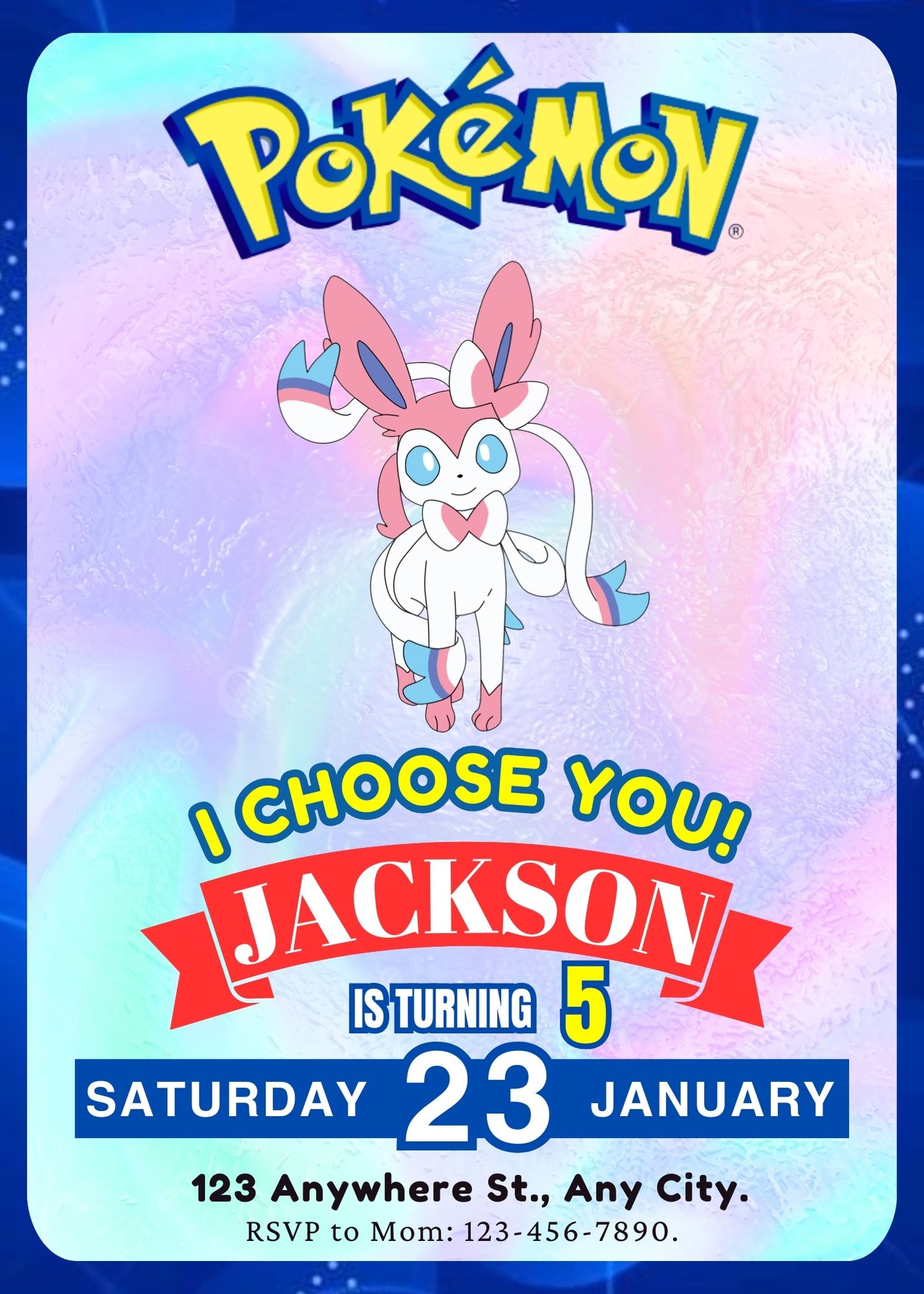 Sylveon Invitation Template | Pokemon Birthday Invite - CreativeRino