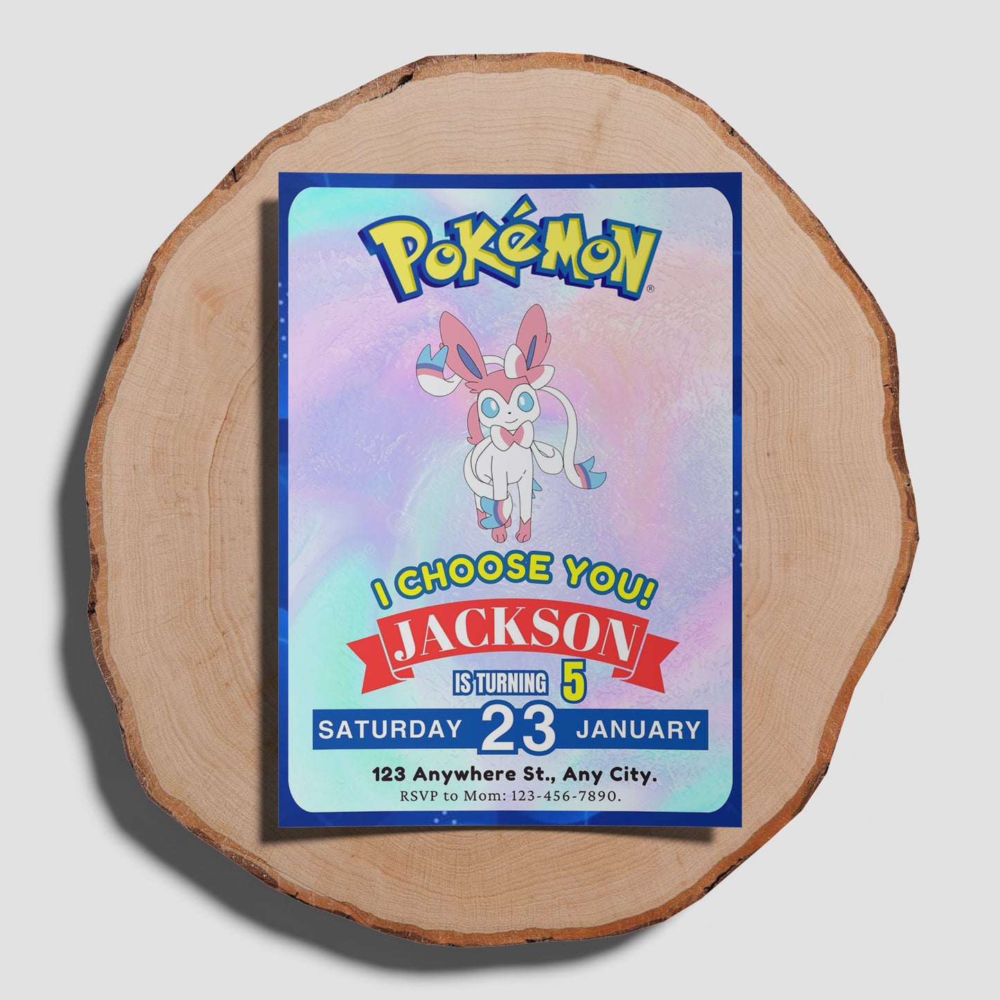 Sylveon Invitation Template | Pokemon Birthday Invite - CreativeRino