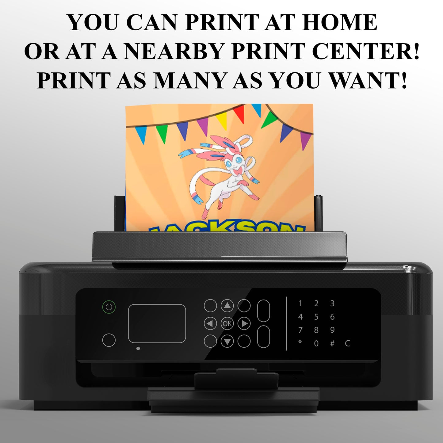 Sylveon Pokemon Birthday Party Invitation Template - CreativeRino