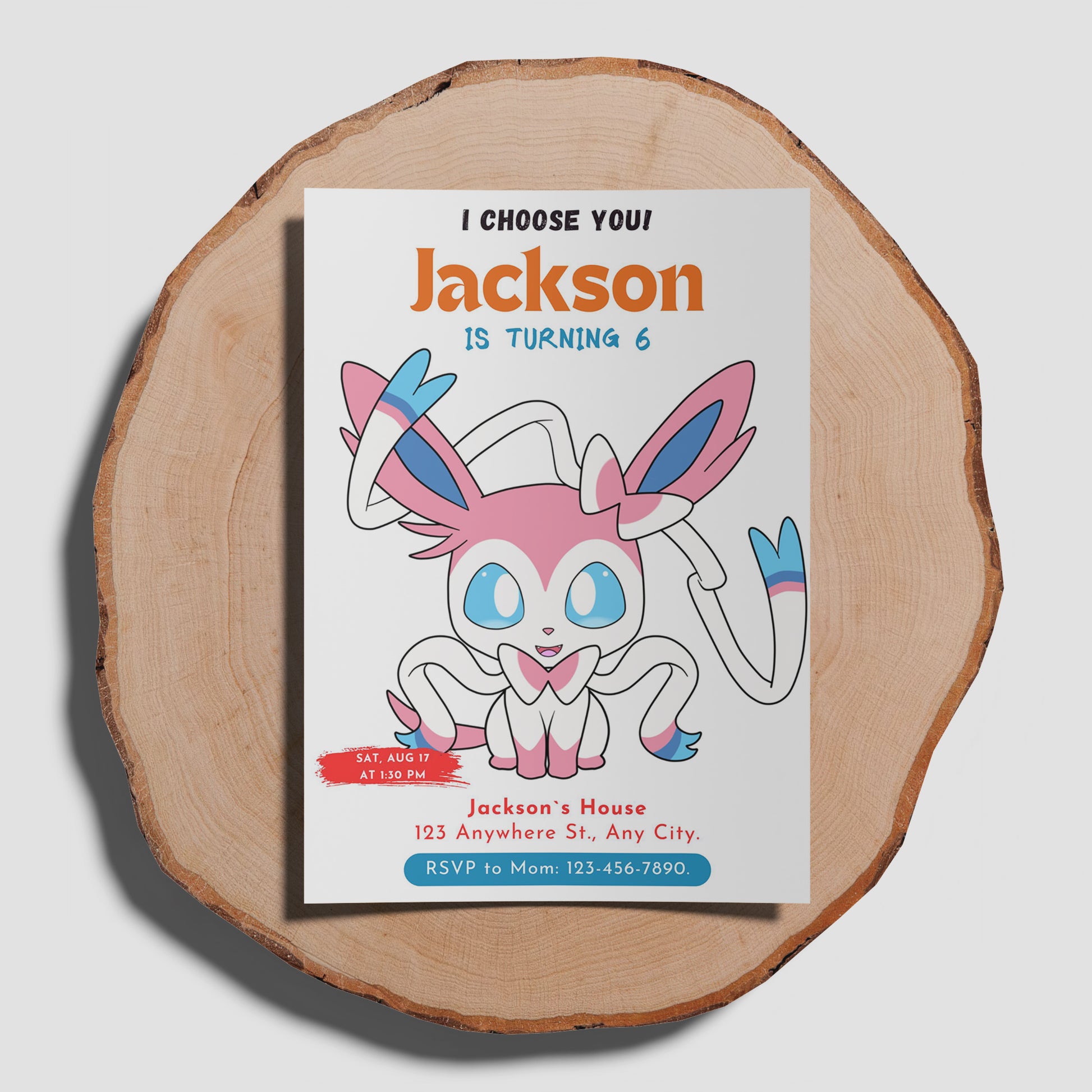 Sylveon Birthday Party Invitation Template | Pokemon Invite - CreativeRino