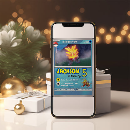 Gouging Fire Invitation Template | Pokemon Card Birthday Invite - CreativeRino