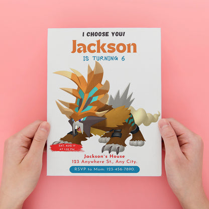 Gouging Fire Birthday Party Invitation Template | Pokemon Invite - CreativeRino
