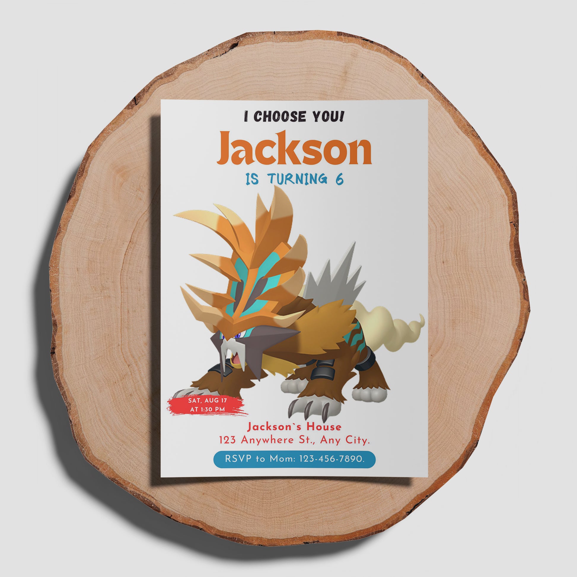 Gouging Fire Birthday Party Invitation Template | Pokemon Invite - CreativeRino