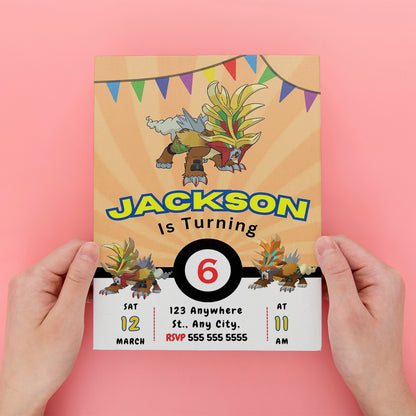 Gouging Fire Pokemon Birthday Party Invitation Template - CreativeRino