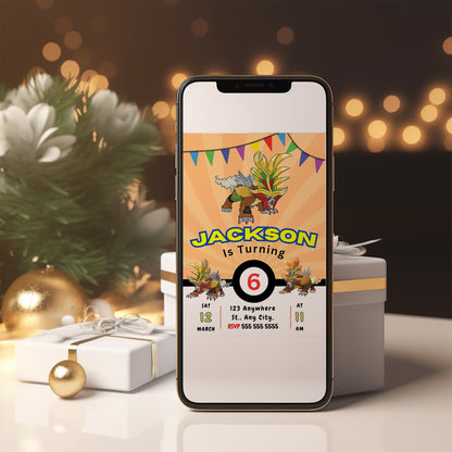 Gouging Fire Pokemon Birthday Party Invitation Template - CreativeRino