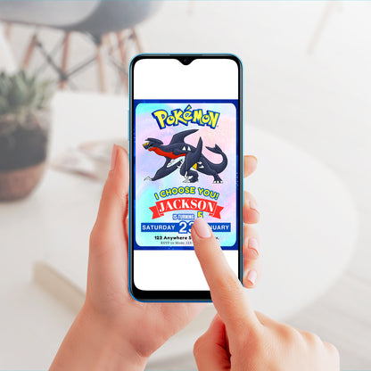 Garchomp Invitation Template | Pokemon Birthday Invite - CreativeRino