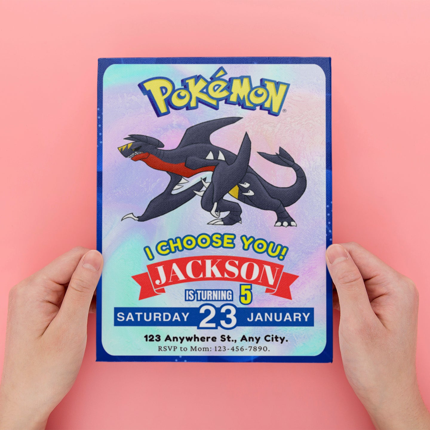 Garchomp Invitation Template | Pokemon Birthday Invite - CreativeRino