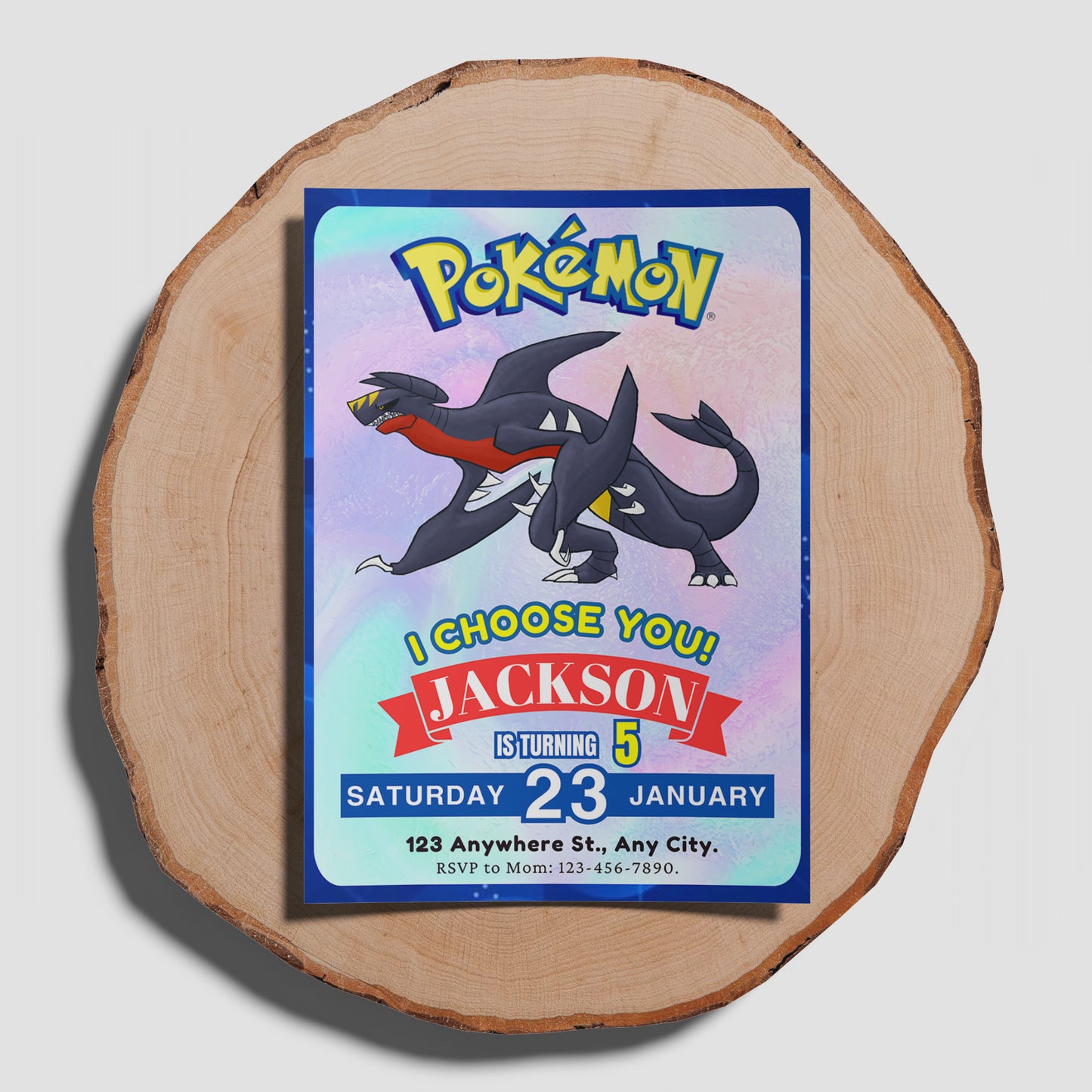 Garchomp Invitation Template | Pokemon Birthday Invite - CreativeRino