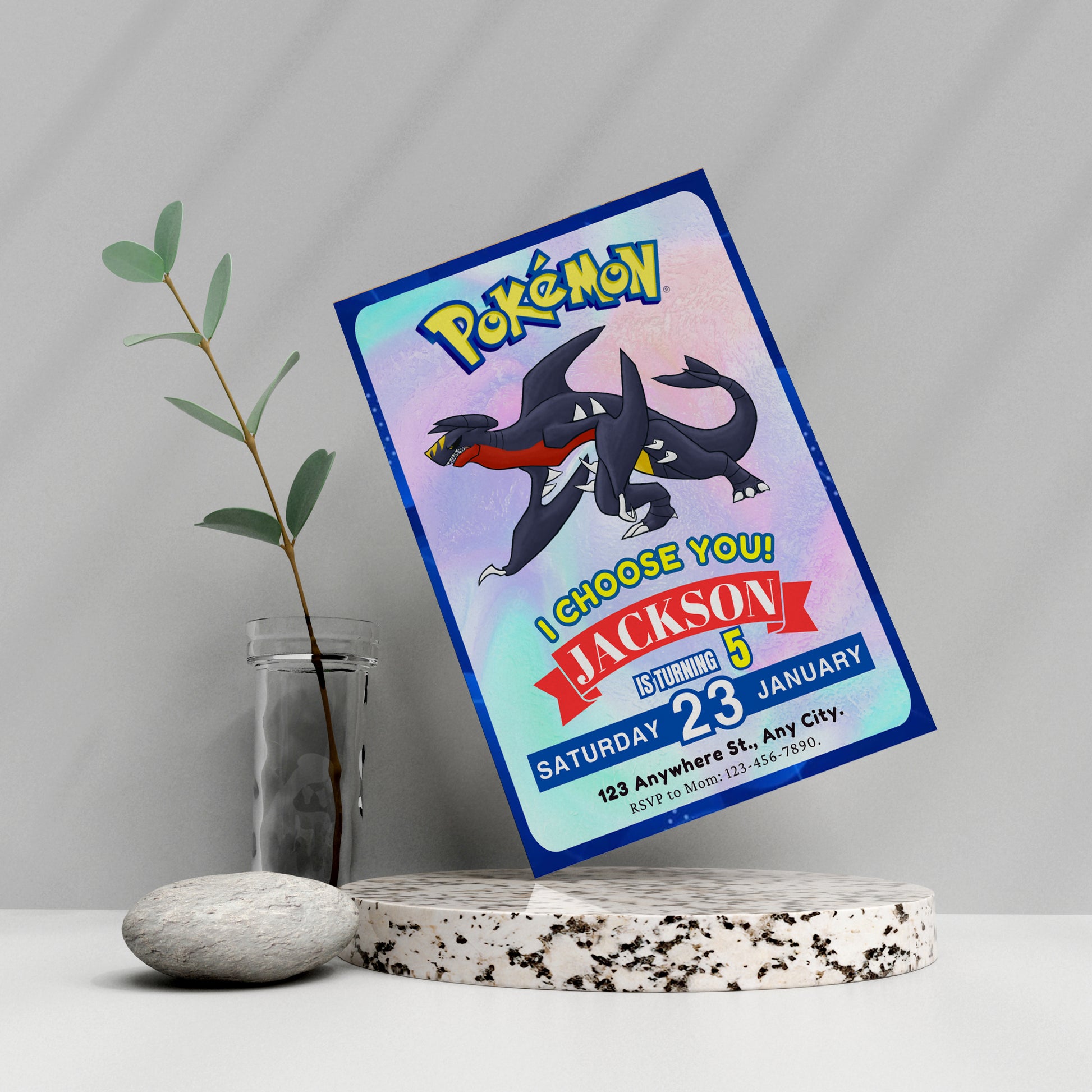 Garchomp Invitation Template | Pokemon Birthday Invite - CreativeRino