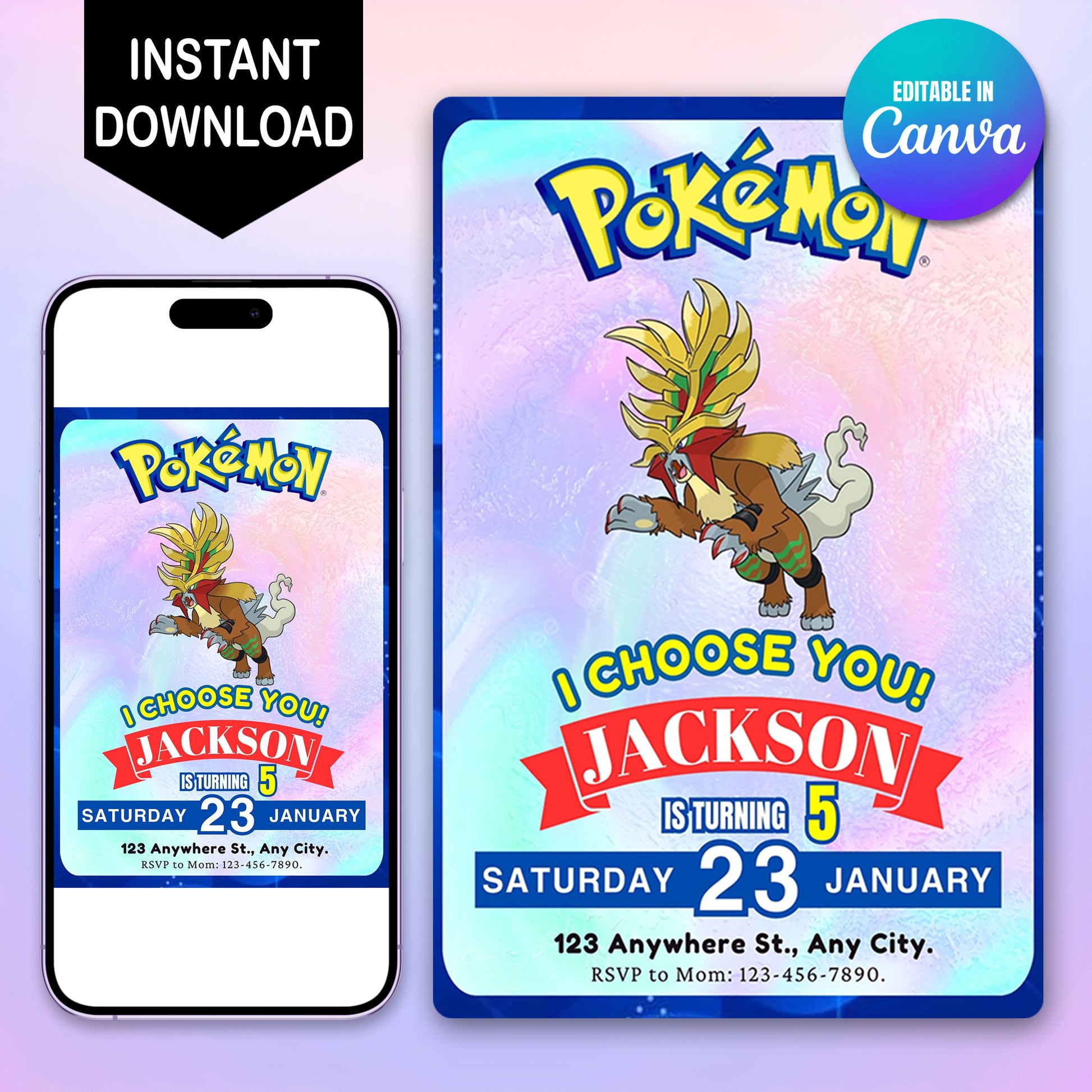 Gouging Fire Invitation Template | Pokemon Birthday Invite - CreativeRino
