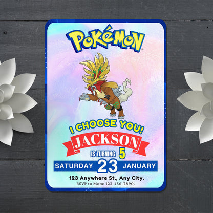 Gouging Fire Invitation Template | Pokemon Birthday Invite - CreativeRino