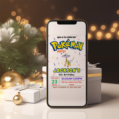 Raging Bolt Birthday Invitation Template | Pokemon Invite - CreativeRino
