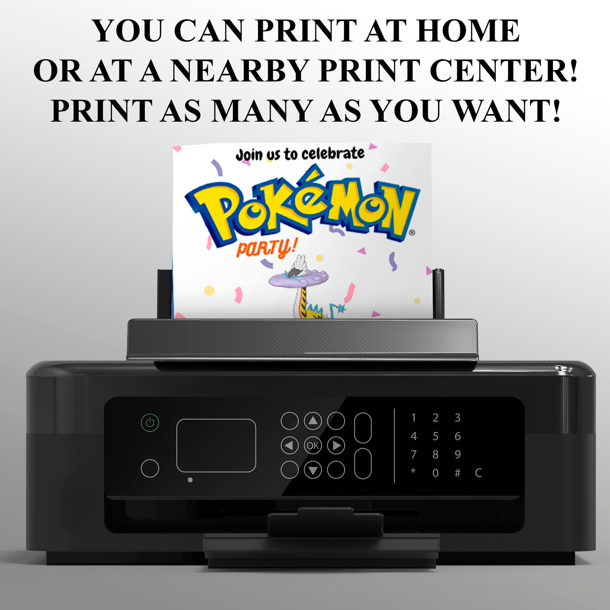 Raging Bolt Birthday Invitation Template | Pokemon Invite - CreativeRino
