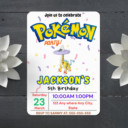 Raging Bolt Birthday Invitation Template | Pokemon Invite - CreativeRino
