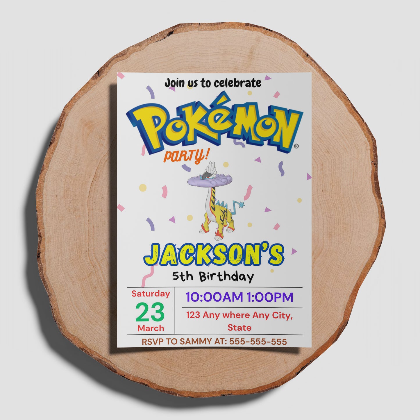 Raging Bolt Birthday Invitation Template | Pokemon Invite - CreativeRino