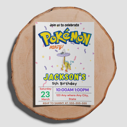 Raging Bolt Birthday Invitation Template | Pokemon Invite - CreativeRino