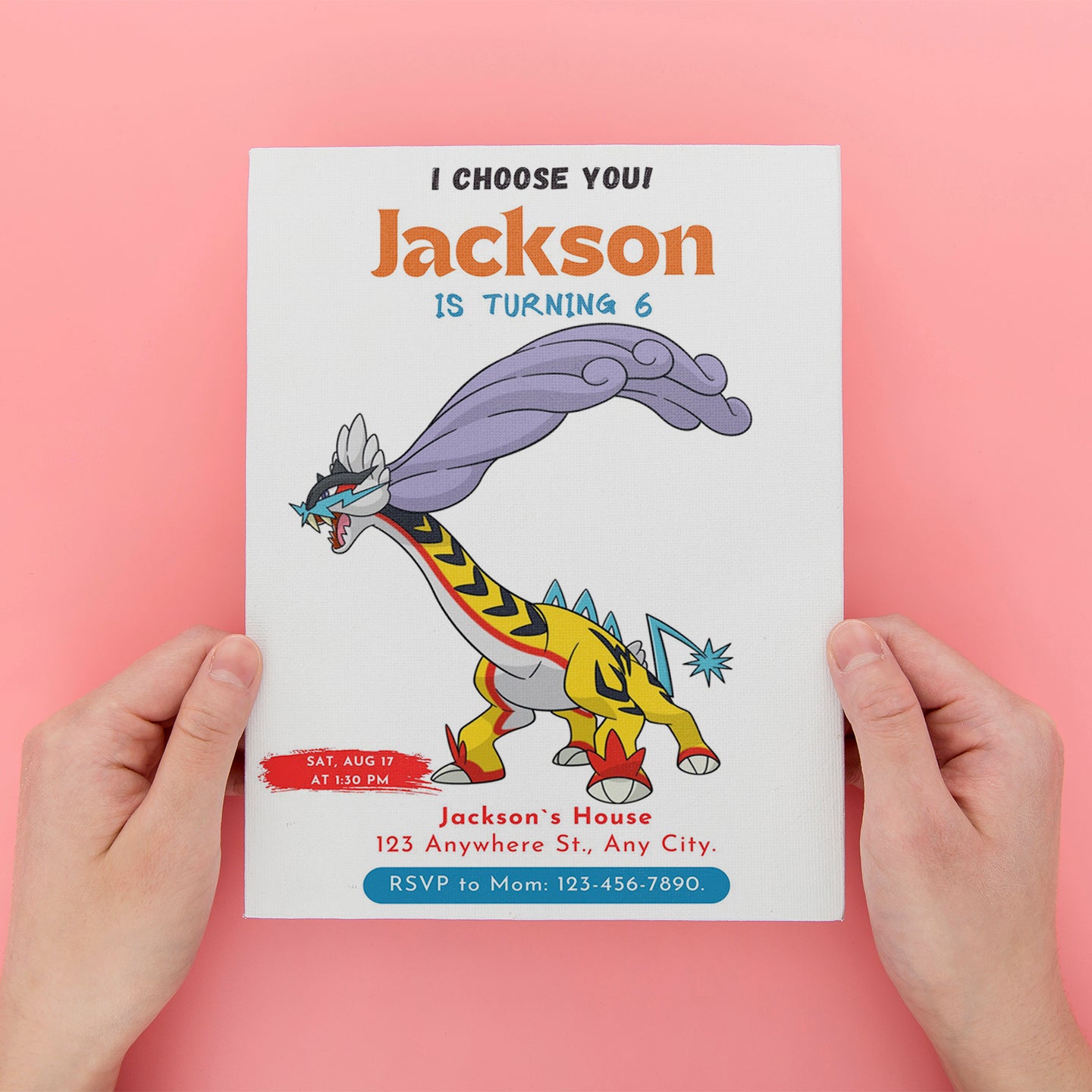 Raging Bolt Birthday Party Invitation Template | Pokemon Invite - CreativeRino
