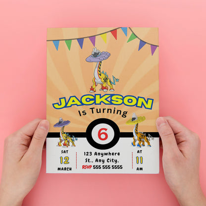 Raging Bolt Pokemon Birthday Party Invitation Template - CreativeRino
