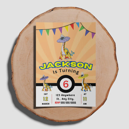 Raging Bolt Pokemon Birthday Party Invitation Template - CreativeRino