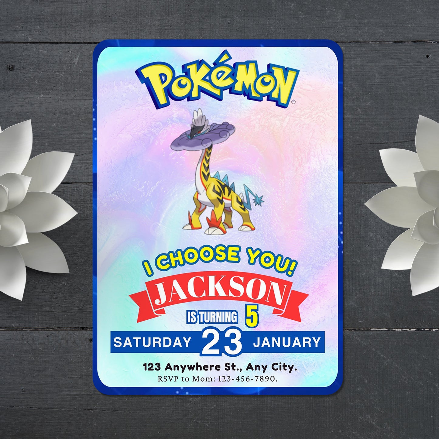 Raging Bolt Invitation Template | Pokemon Birthday Invite - CreativeRino