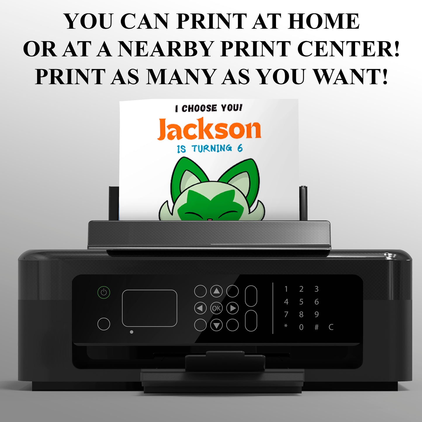 Sprigatito Birthday Party Invitation Template | Pokemon Invite - CreativeRino