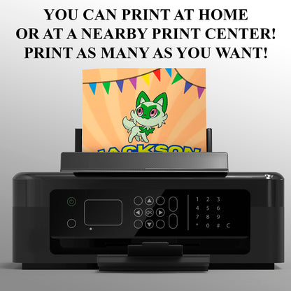 Sprigatito Pokemon Birthday Party Invitation Template - CreativeRino