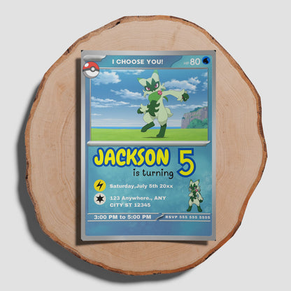 Floragato Invitation Template | Pokemon Card Birthday Invite - CreativeRino